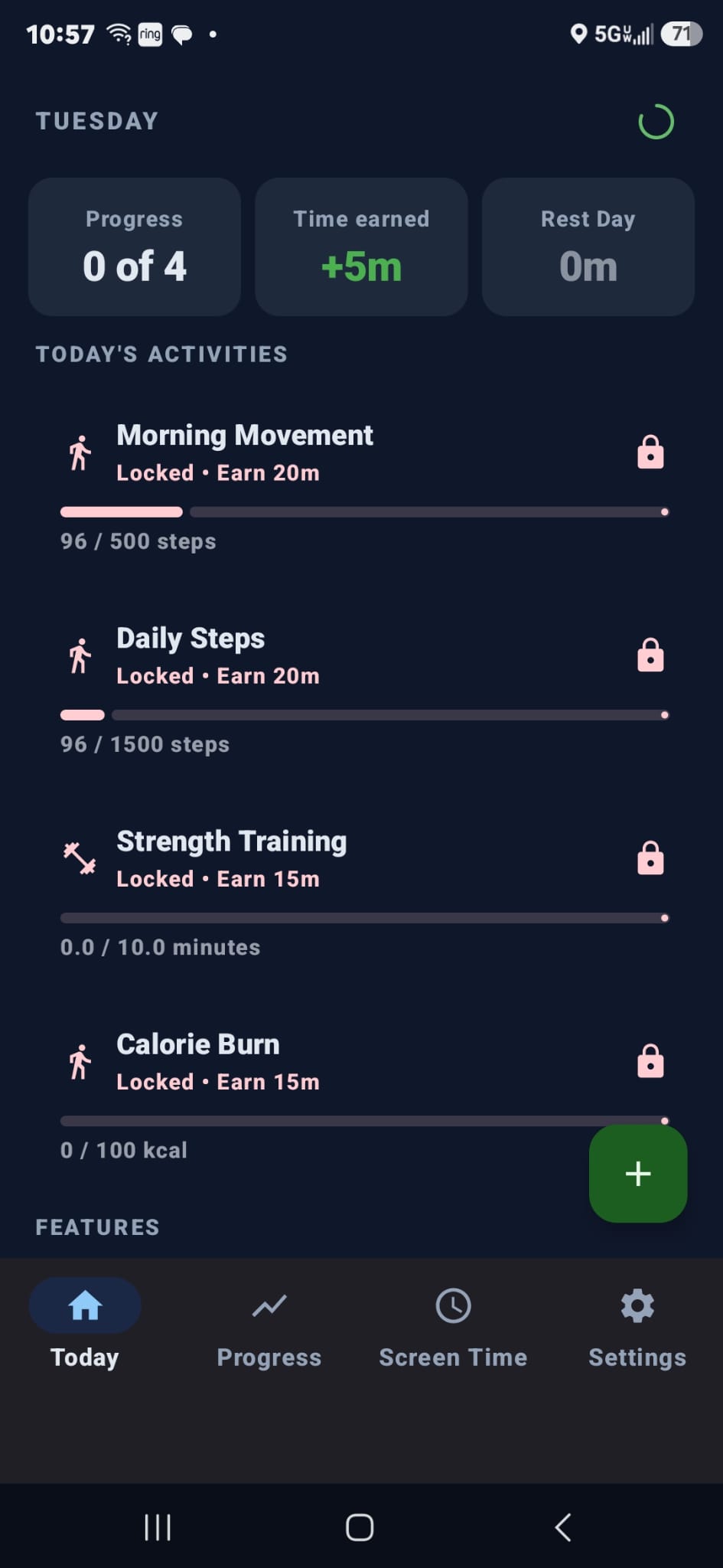 Move2Swipe locked activities screen